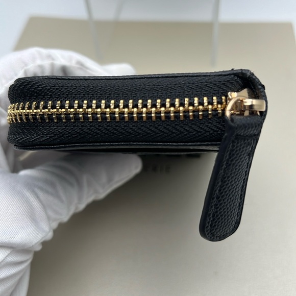 Card Holder Black Zip Around Gold CC 3 Slots Beauty Two Inside Compartments NWOT - Picture 4 of 17